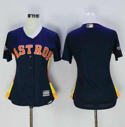 Women's Houston Astros Blank Navy Blue Alternate 2019 World Series BoundStitched MLB Jersey