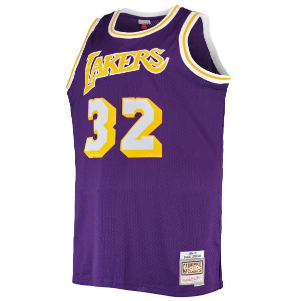 Men's Los Angeles Lakers Magic Johnson Mitchell & Ness Purple Big & Tall 1984/85 Hardwood Classics Swingman Jersey