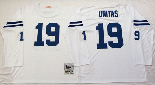 Mitchell And Ness Indianapolis Colts #19 Johnny Unitas White Throwback Stitched NFL Jersey