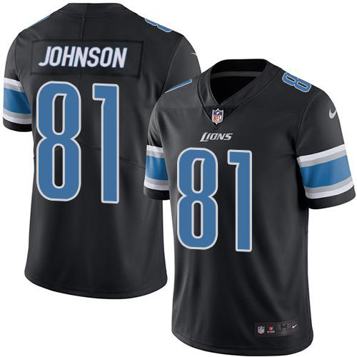 Nike Detroit Lions #81 Calvin Johnson Black Men's Stitched NFL Limited New Color Rush Jersey