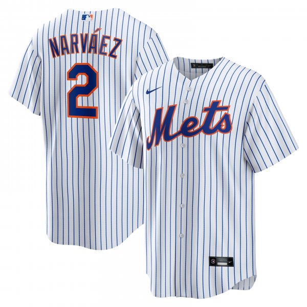 Men's New York Mets Omar NarvÃÂ¡ez Nike White Home  Replica Player Jersey