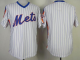 Mitchell And Ness New York Mets Blank White(Blue Strip) Throwback Stitched MLB Jersey