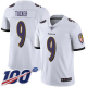 Baltimore Ravens #9 Justin Tucker White Men's Stitched NFL 100th Season Vapor Limited Jersey