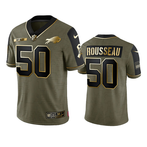 Buffalo Bills Gregory Rousseau Olive Gold 2021 Salute To Service Men's Limited NFL Jersey