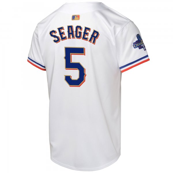 Youth Texas Rangers Corey Seager Nike White 2024 Gold Collection Limited Player Jersey