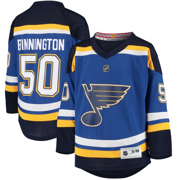 Youth St. Louis Blues Jordan Binnington Blue Home Replica Player Jersey