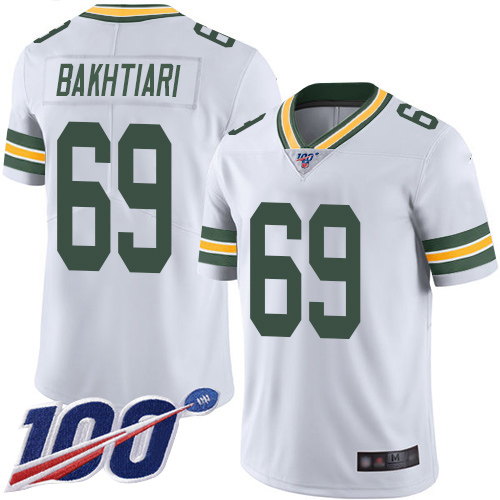 Men's Green Bay Packers #69 David Bakhtiari White Stitched NFL 100th Season Vapor Limited Jersey