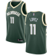 Nike Men's Milwaukee Bucks #11 Brook Lopez Green Swingman Icon Edition NBA Jersey