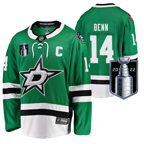 Men's Dallas Stars Jamie Benn 2022 Stanley Cup Playoffs #14 Green Home Jersey