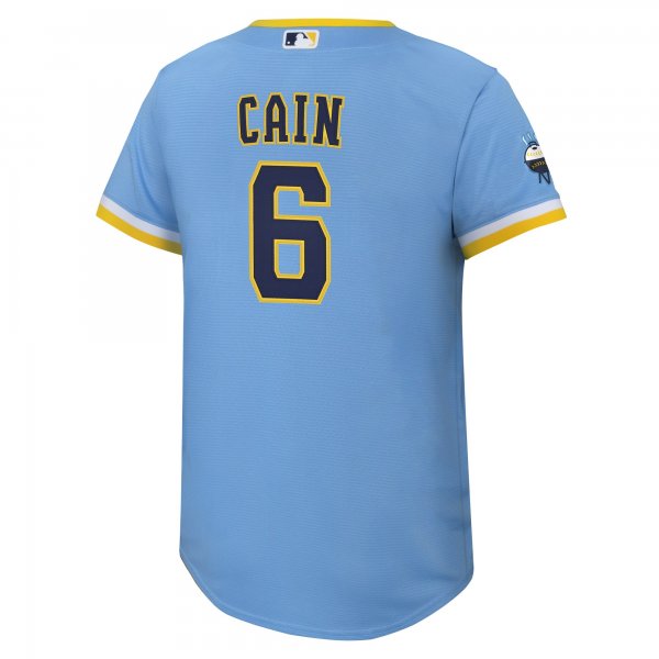 Youth Milwaukee Brewers Lorenzo Cain Nike Powder Blue City Connect Replica Player Jersey