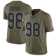 Men's Nike Las Vegas Raiders#98 Maxx Crosby Limited Olive 2017 Salute to Service NFL Jersey