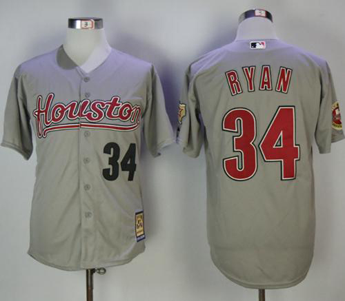 Houston Astros #34 Nolan Ryan Grey 2006 Turn Back The Clock Stitched MLB Jersey