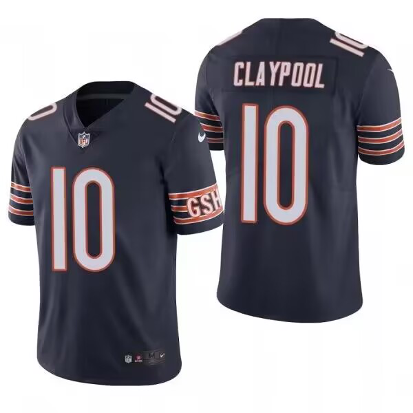 Men's Chicago Bears #10 Chase Claypool Navy Vapor Limited NFLJersey