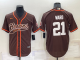 Men's Cleveland Browns #21 Denzel Ward Brown Stitched Baseball Cool Base Jersey