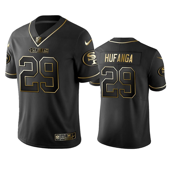 Men's San Francisco 49ers #29 Talanoa Hufanga Black Golden Edition Vapor Limited NFL Jersey