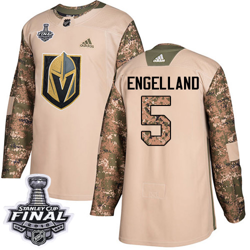 Adidas Golden Vegas Golden Knights #5 Deryk Engelland Camo 2017 Veterans Day 2018 Stanley Cup Final Stitched NHL Jersey