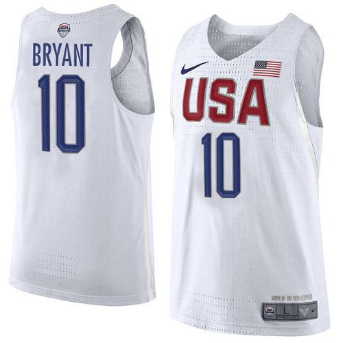 Men's Nike Team USA #10 Kobe Bryant White 2016 Dream Team Game NBA Jersey