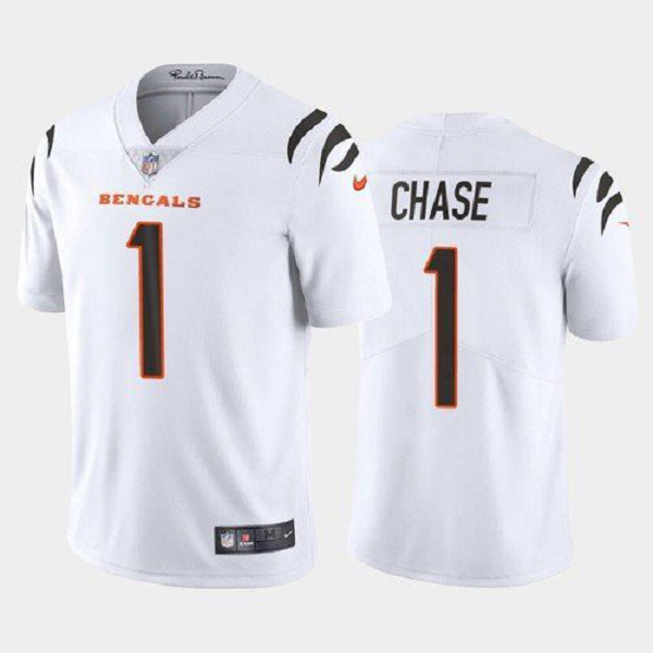 Men's Cincinnati Bengals #1 Ja'Marr Chase White 2021 Limited Football Jersey