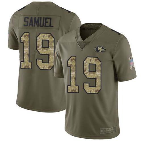 San Francisco 49ers #19 Deebo Samuel Olive/Camo Men's Stitched NFL Limited 2017 Salute To Service Jersey