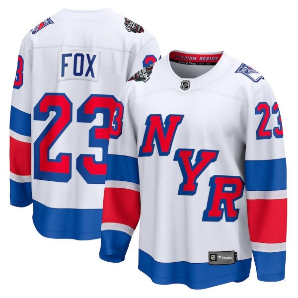 Men's New York Rangers #23 Adam Fox White 2024 NHL Stadium Series Breakaway Player Jersey