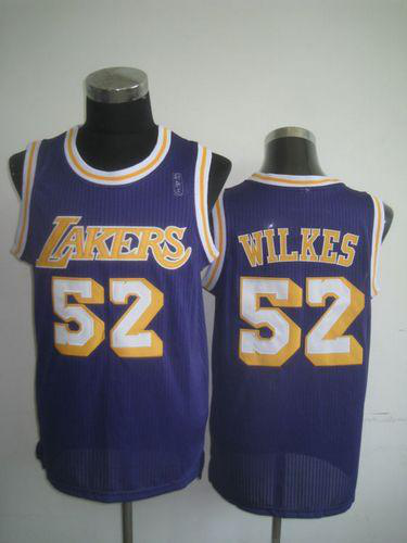 Men's Los Angeles Lakers #52 Jamaal Wilkes Purple Throwback Stitched NBA Jersey