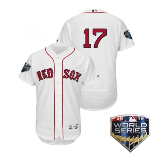 Men's Boston Red Sox #17 Nathan Eovaldi White 2018 World Series Flex Base MLB Jersey