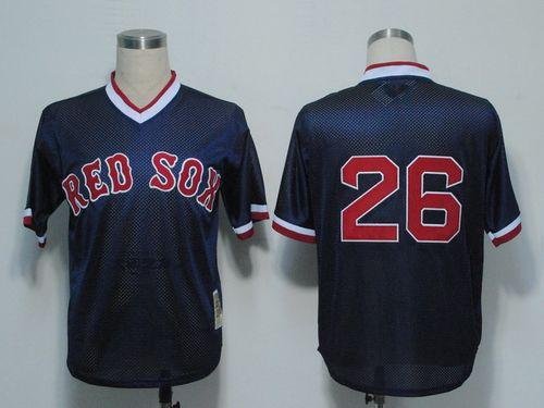 Mitchell And Ness 1991 Boston Red Sox #26 Wade Boggs Dark Blue Stitched Throwback MLB Jersey