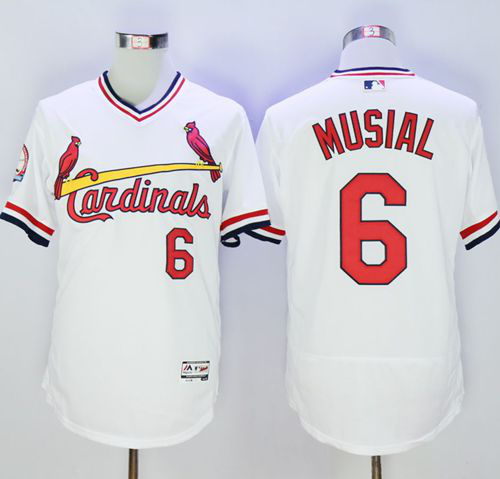 St. Louis Cardinals #6 Stan Musial White Flexbase Collection Cooperstown Stitched MLB Jersey