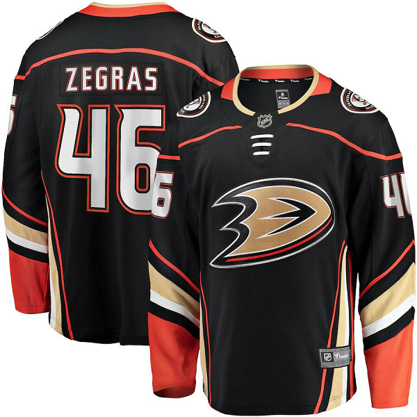 Men's Anaheim Ducks #46 Trevor Zegras Black Home Breakaway NHL Jersey