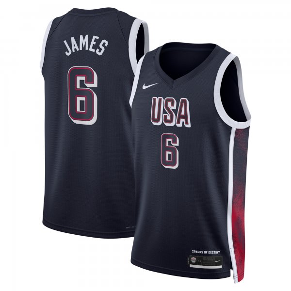 Unisex Men's USA Basketball #6 LeBron James Nike Navy 2024 Swingman Player Jersey