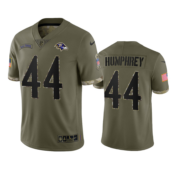 Baltimore Ravens Marlon Humphrey Olive 2022 Salute To Service Limited Jersey #44