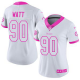 Nike Pittsburgh Steelers #90 T. J. Watt White/Pink Women's Stitched NFL Limited Rush Fashion Jersey