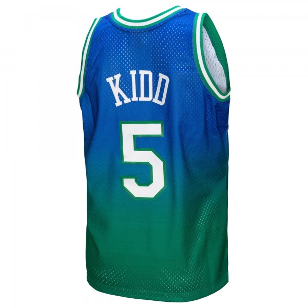 Men's Dallas Mavericks Jason Kidd Mitchell & Ness Green/Navy 1994/95 Hardwood Classics Fadeaway Swingman Player Jersey