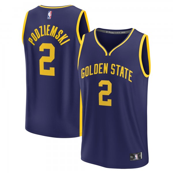 Men's Golden State Warriors Brandin Podziemski Fanatics Navy  Fast Break Replica Jersey - Statement Edition