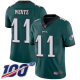 Philadelphia Eagles #11 Carson Wentz Midnight Green Team Color Men's Stitched NFL 100th Season Vapor Limited Jersey