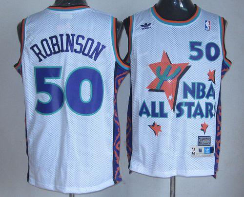 Men's San Antonio Spurs #50 David Robinson White 1995 All Star Throwback Stitched NBA Jersey