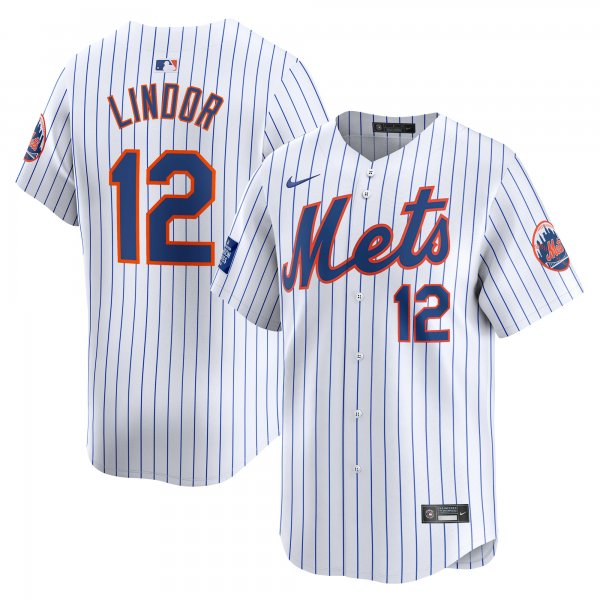 Men's New York Mets Francisco Lindor Nike White 2024 MLB World Tour London Series Home Limited Player Jersey