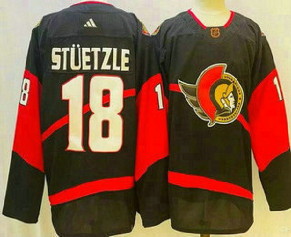 Men's Ottawa Senators #18 Tim Stutzle Black 2022 Reverse Retro NHL Jersey