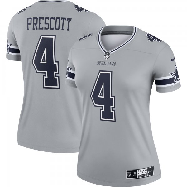 Women's Dallas Cowboys Dak Prescott Nike Gray Inverted Legend Jersey