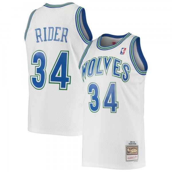 Men's Minnesota Timberwolves Isaiah Rider Mitchell & Ness White 1995/96 Hardwood Classics Swingman Jersey