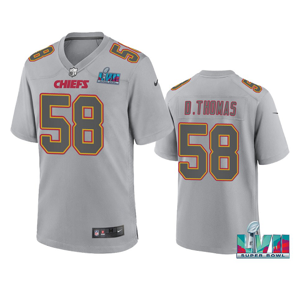 Men's Kansas City Chiefs Derrick Thomas Gray Super Bowl LVII Atmosphere Jersey