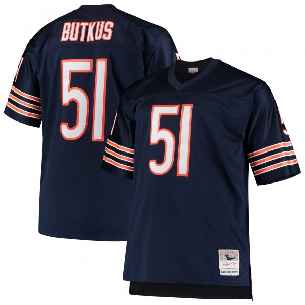 Men's Chicago Bears Dick Butkus Mitchell & Ness Navy Big & Tall 1966 Retired Player Replica Jersey