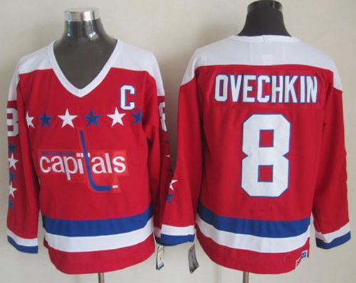 Washington Capitals #8 Alex Ovechkin Red CCM Throwback Stitched NHL Jersey