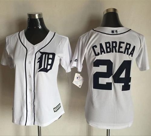 Detroit Tigers #24 Miguel Cabrera White Women's Fashion Stitched MLB Jersey