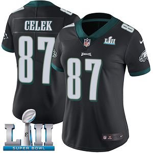 Women's Nike NFL Philadelphia Eagles #87 Brent Celek Limited Alternate Black Vapor Untouchable Super Bowl LII Jersey