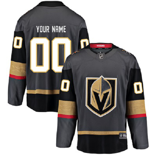 Vegas Golden Knights Customised Mens Grey Fanatics Branded Home NHL Breakaway Jersey