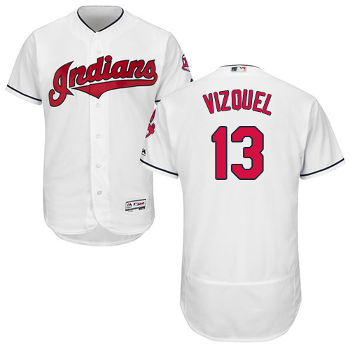 Indians #13 Omar Vizquel White Flexbase Collection Stitched MLB Jersey