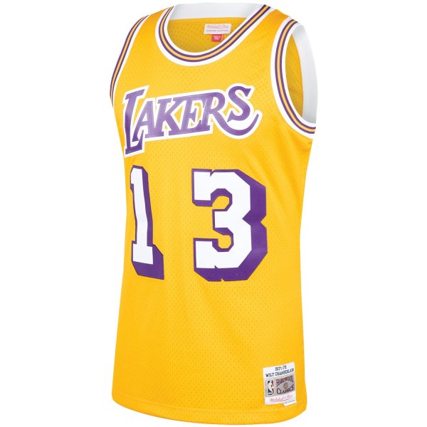 Men's Los Angeles Lakers Wilt Chamberlain Mitchell & Ness Gold 1971/72 Hardwood Classics Swingman Jersey