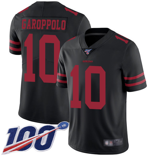 San Francisco 49ers #10 Jimmy Garoppolo Black Alternate Men's Stitched NFL 100th Season Vapor Limited Jersey