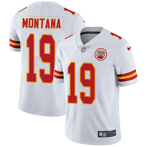 Men's Nike Kansas City Chiefs #19 Joe Montana White Stitched NFL Vapor Untouchable Limited Jersey